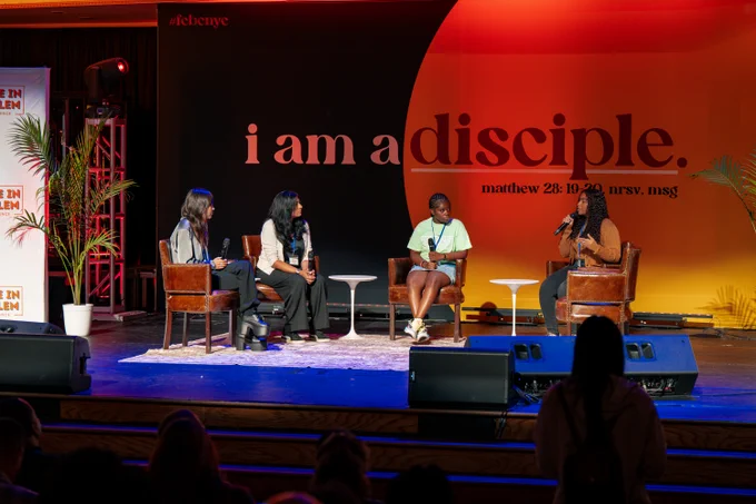 Students on stage at the Hope in Harlem Conference.