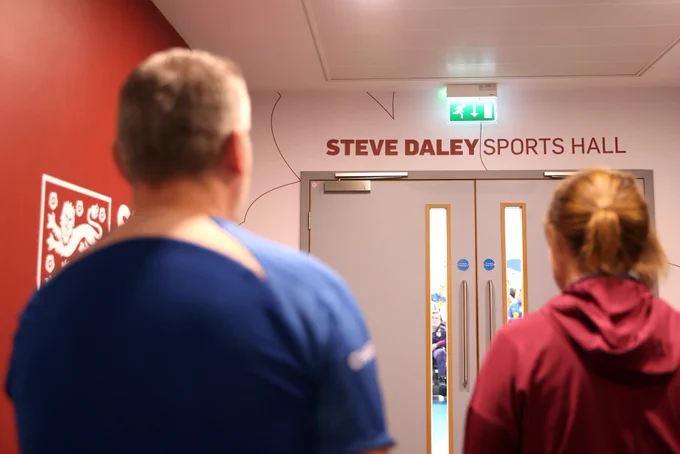 Steve Daley makes his way towards the Steve Daley Sports Hall at St. George's Park