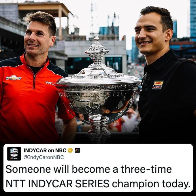 Will Power and Alex Palou are battling to become the 13th three-time INDYCAR champion in history. 

This includes the American Automobile Association, USAC Gold Crown, NTT INDYCAR SERIES, CART and Champ Car championships.