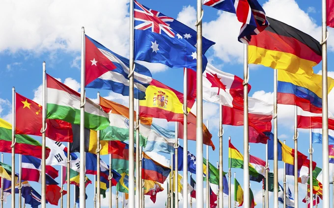 Country flags at the United Nations.