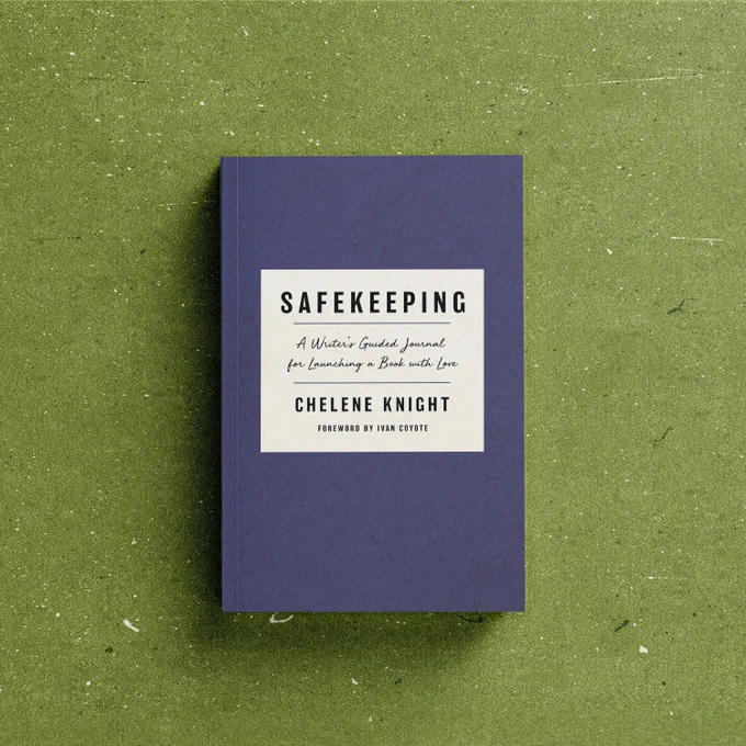 A photo of the book Safekeeping on a green background. 