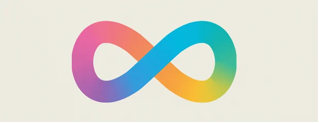 A rainbow infinity sign often used to represent neurodiversity.