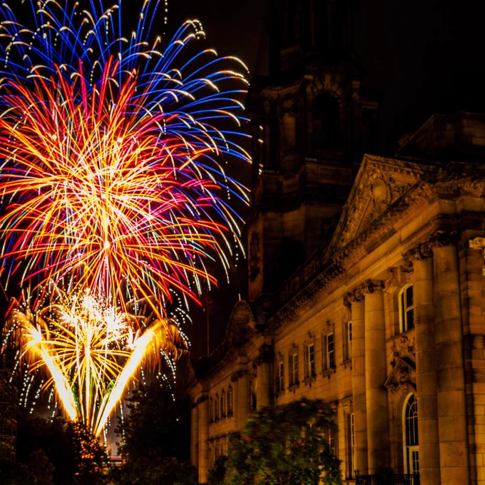 Colourful fireworks over Sessions House