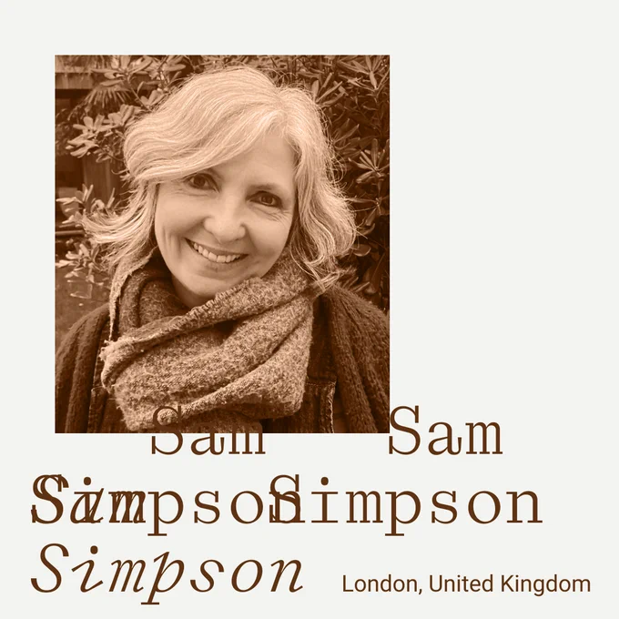 Photo of Sam Simpson with a brown colour overlay.