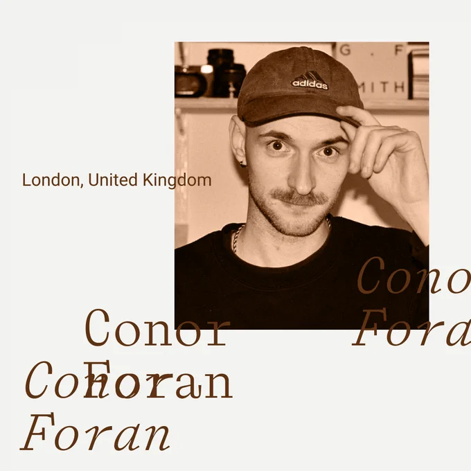 Photo of Conor Foran with a brown colour overlay.