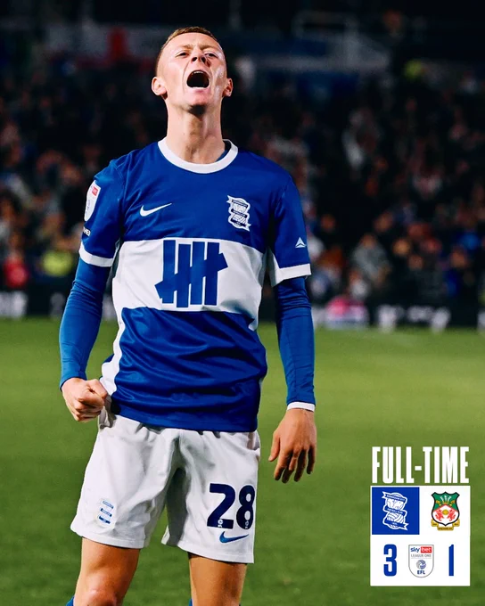 Full-time: Blues 3 Wrexham 1