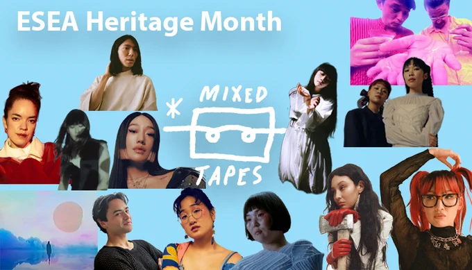 Collage artwork with artists and Mixed Tapes logo