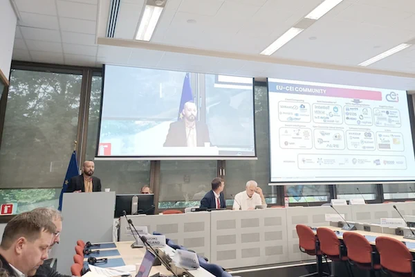 The meeting room of the Swarm projects workshop in Brussels, where SmartEdge contributed by showcasing its innovative use of swarm intelligence.
