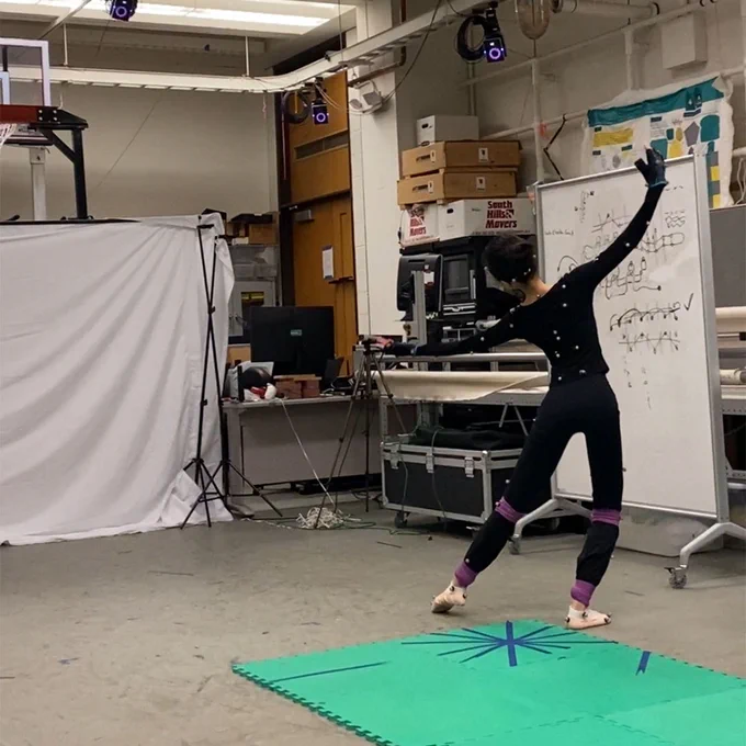 ETC Student Nina Wang performs in the CMU Motion Capture Lab (Credit: “Flow” team)