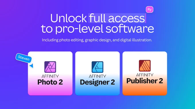 Unlock full access to pro-level software. Including photo editing, graphic design, and digital illustration