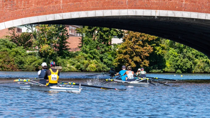 Doubles compete under the Eliot Bridge arc