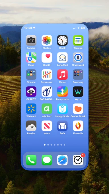 Screenshot of my iPhone home screen.