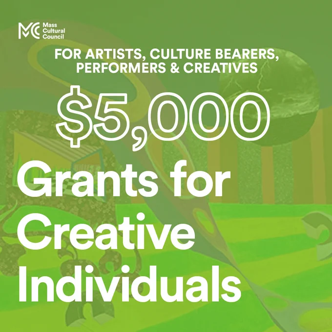 graphic with text For artists, culture bearers, performers and creatives $5,000 grants to creative individuals