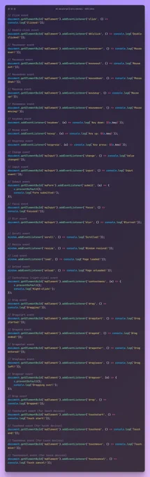 All JavaScript Event Listeners 