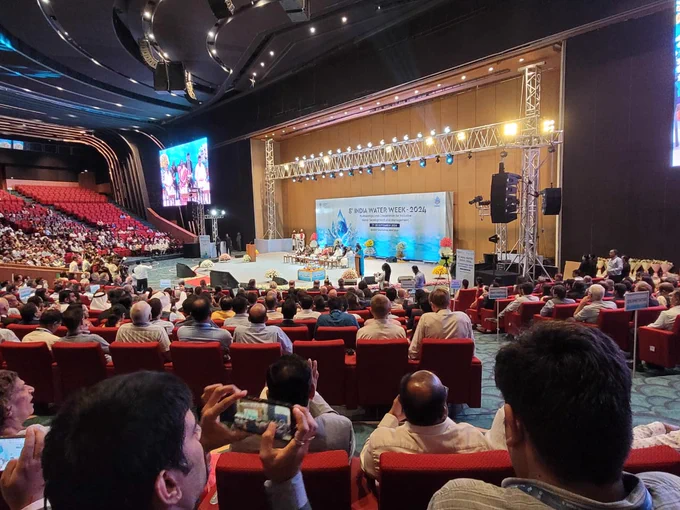 8th India Water Week - 2024 was inaugurated by the Honorable President of India Smt. Droupadi Murmu along with the Honorable Minister of Jal Shakti  Mr. C.R. Patil and Honorable Minister of State Mr. Raj Bhushan Choudhary on  17 September 2024, New Delhi, India