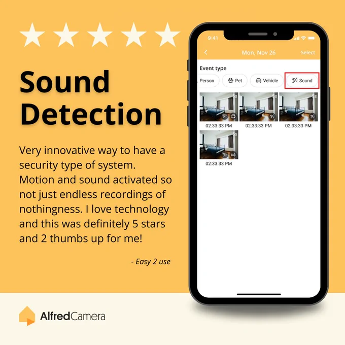 3️⃣ Sound Detection – Capture only the moments that matter, from a baby’s cry to a door creaking. 🎧👶🚪