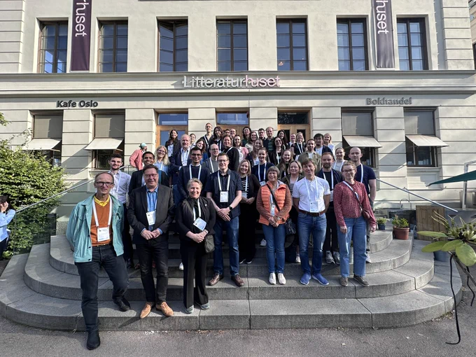 FIMM team outside the meeting venue, Litteraturhuset.