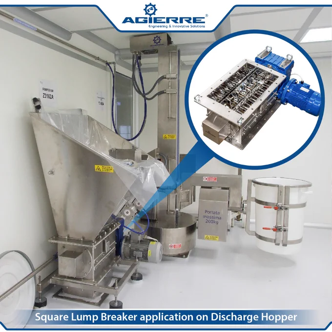Square Lump Breaker application on Discharge Hopper