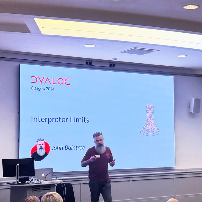 John Daintree presenting at Dyalog '24