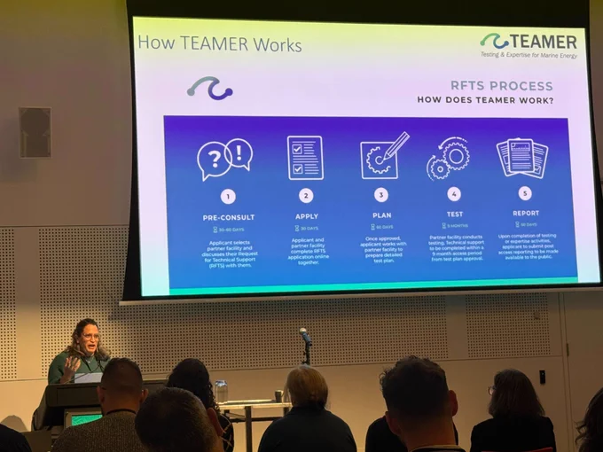 TEAMER's Samantha Quinn presents at ICOE 2024 in Melbourne on Monday, September 16, 2024. Photo by Devan Kochersperger / POET/TEAMER