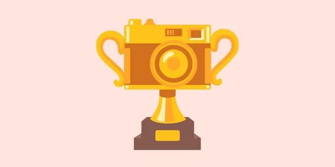 Emoji Kitchen creation of a trophy and a camera.