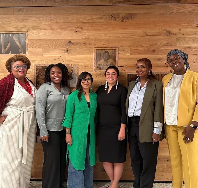 📸 (left to right): Patrice R. Green, Surdna Foundation’s Vice President of Programs, Kayla Hunter, Program Associate with Surdna Foundation’s Sustainable Environments team, CJA Board Member Christine Cordero (Executive Director of CJA member group Asian Pacific Environmental Network), CJA Interim Deputy Director KD Chavez, Thanu Yakupitiyage, Surdna Foundation’s Program Officer of Sustainable Environments, CJA Black Caucus member Melissa Miles (Executive Director of CJA member group New Jersey Environmental Justice Alliance).