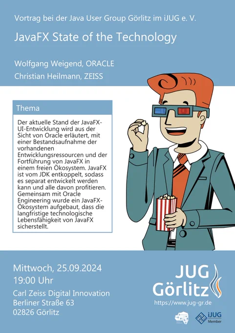Veranstaltungsposter JUG: JavaFX State of the Technology