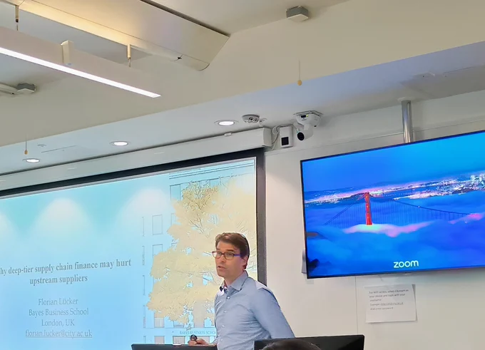 Florian Lucker talking about supply chain finance 