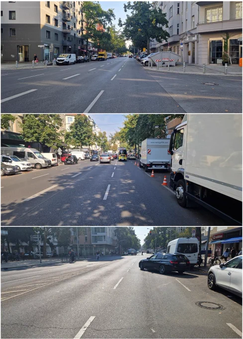 Fotokollage Konstanzer Straße - Hauptverkehrsstraße ohne Radverkehrsanlagen