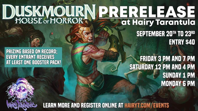 Event information image depicting the elven warrior Tyvar Kell battling a group of nightmarish horrors.