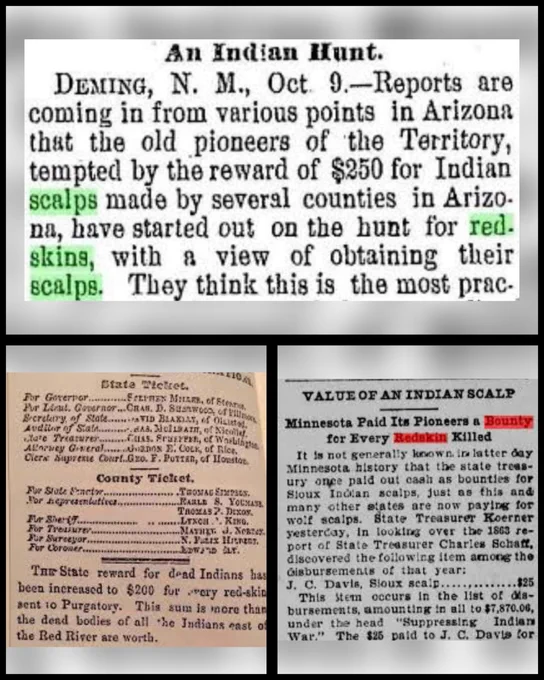 3 historical articles placing bounties on Native scalps. Each uses the dictionary defined slur that was the Commanders former racist name. 