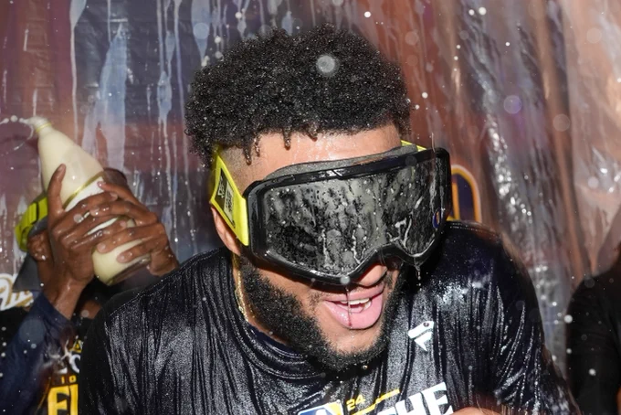 Jackson Chourio getting doused