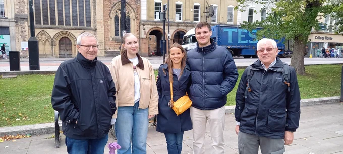 End of walk on College Green
