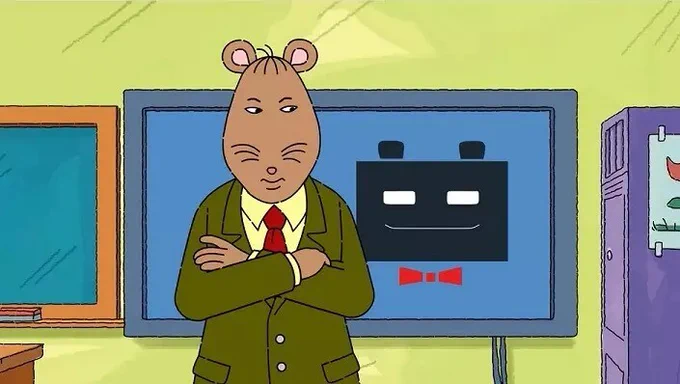 Mr. Ratburn stands with his arms crossed, giving a strong side eye glare