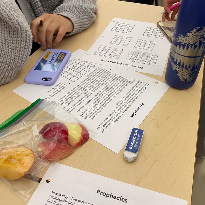 Students playing Prophecies at our lunchtime math club.
