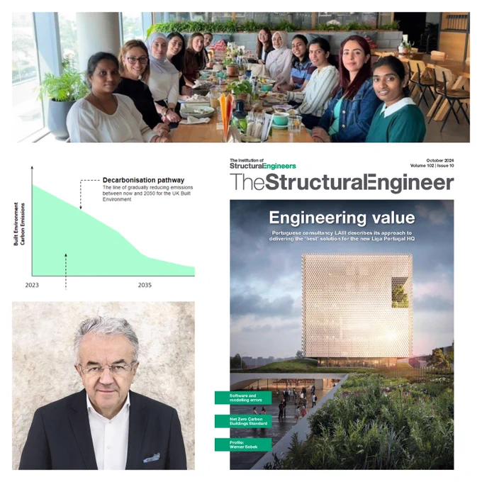 Collage with a selection of images from The Structural Engineer October 2024, including the front cover