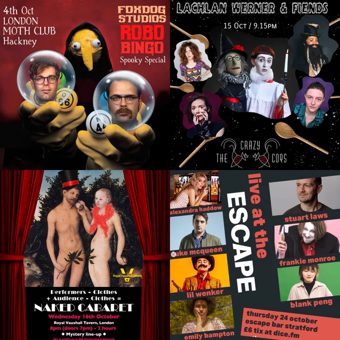 Comedy show posters correlating with the tweet. 