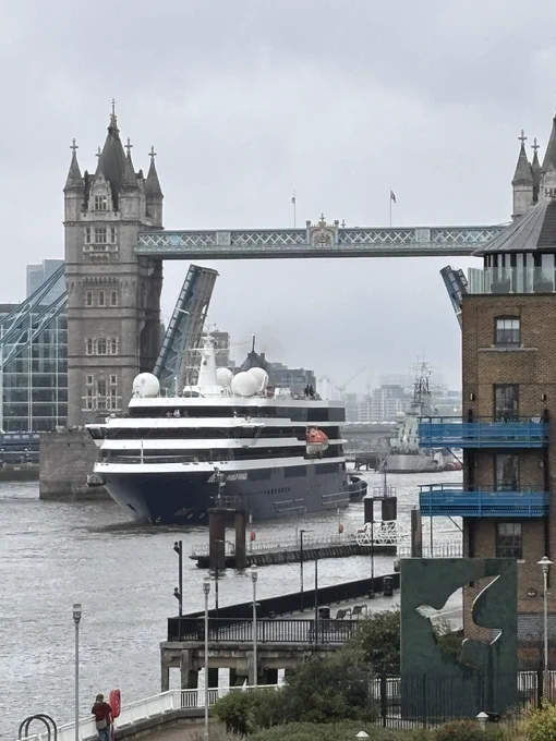 A ship passing under tower bridge London