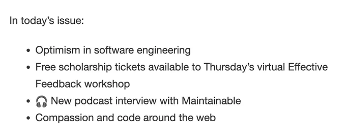 optimism in software engineering, free scholarship tickets, podcast interview, compassion and code around the web