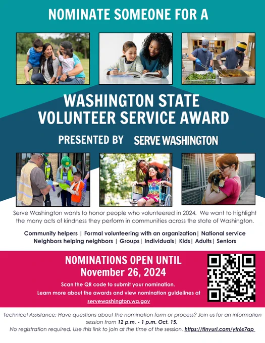 Washington State Volunteer Service Awards flyer