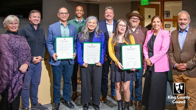 Group photo of King County Councilmembers with members of the Latino/a/e community.
