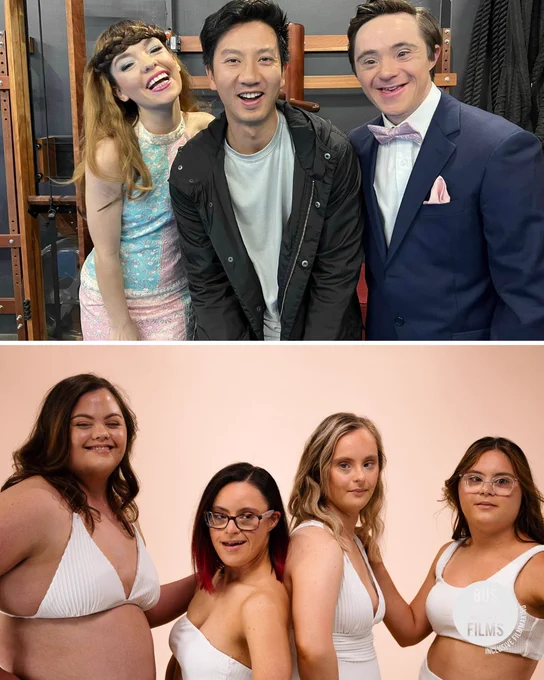 2 separate images with people have down syndrome 