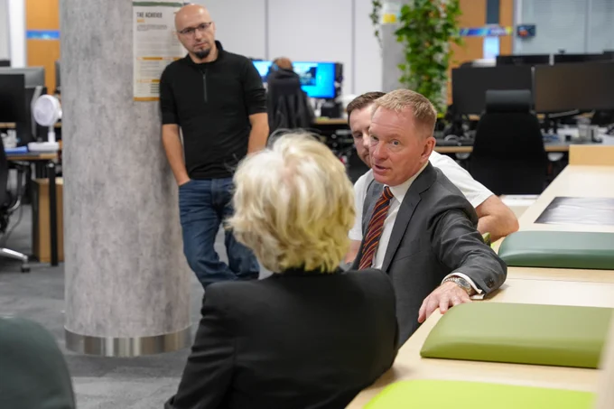 Minister Bryant at Ubisoft with staff members