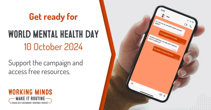 Get ready for World Mental Health Day 10 October 2024 - support the campaign and access free resources.