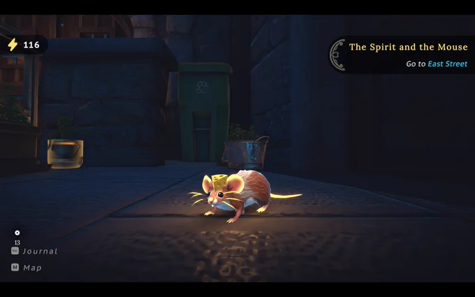 Screenshot of the game. Mouse with a piece of cheese on their head.