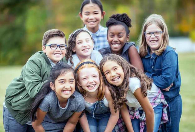 Group of diverse kids
