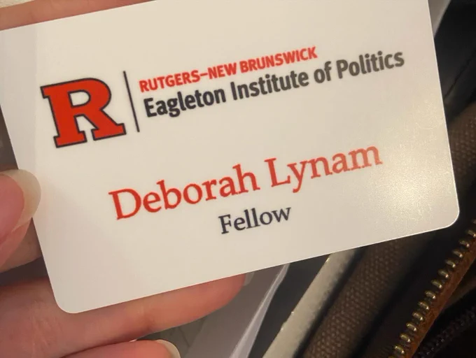 Name tag for fellow depth, Lynam at the Ruckers New Brunswick Eagleton Institute of politics