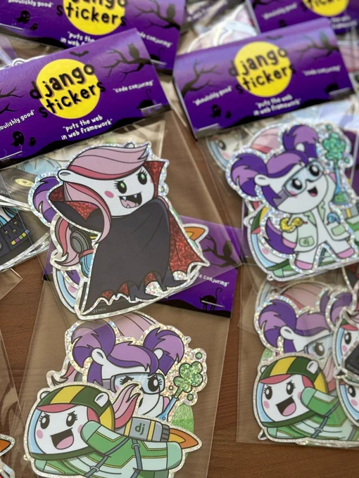 Close up of sticker packs for djangostickers.com!