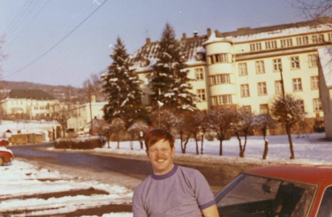 Lt. Easterwood, possibly Lt. Wayne Easterwood, on a snowy day at Coleman Kaserne near Gelnhausen, Germany, in about 1970 or so. 