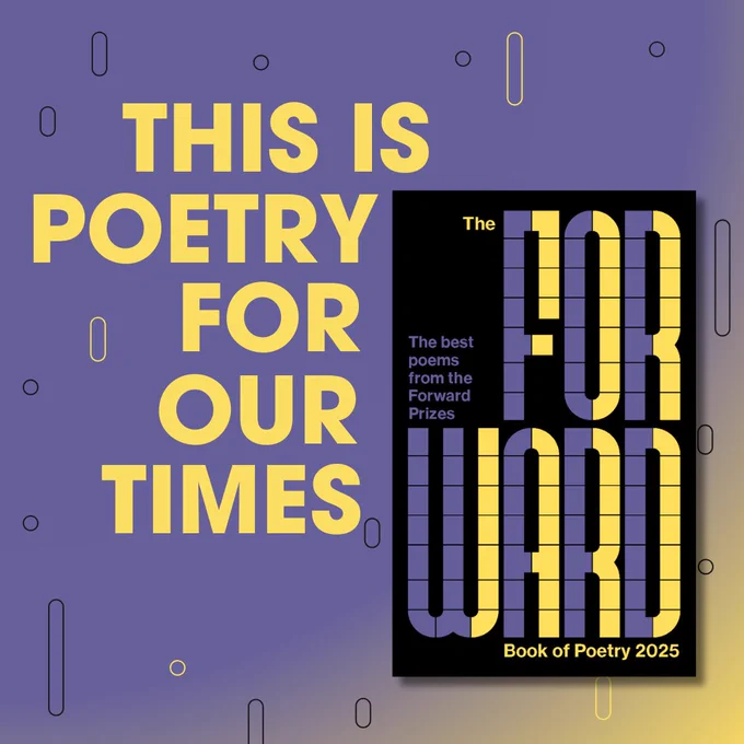 “This is poetry for our times” next to a copy of The Forward Book of Poetry 2025